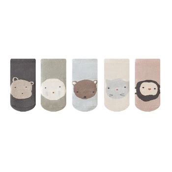 1 Пара Нескользящих носков для малышей С рисунком мультяшных животных, Носки для ходьбы, Хлопчатобумажные Зимние Детские носки для пола, утолщенные Носки