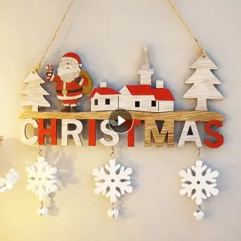 1 шт. деревянная Рождественская дверь, подвесная вывеска, украшения, Рождественский венок, поделки из дерева, подвески для декора стен дома под Рождественскую елку