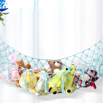 1 шт. Многоцветная Сетчатая сумка для игрушек с четырьмя углами, Гамак для хранения игрушек, кукол, Декоративная сумка для игрушек с кисточками, Настенная сумка для игрушек