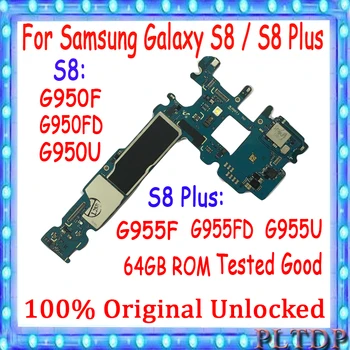 100% Оригинальная Разблокированная Материнская Плата Samsung Galaxy S8 Plus G955F G955FD G955U S8 G950FD G950F G950U 64 ГБ с Системой Android