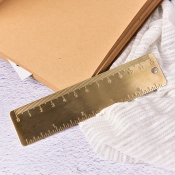 1шт 12 см Прочный металлический латунный винтажный удобный сантиметр дюймовая линейка с двойной шкалой