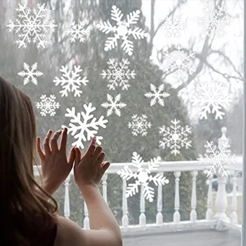2023 Белые рождественские наклейки в виде снежинок на стену, наклейка на стеклянное окно, Рождественские украшения для дома, Новогодние подарки для вечеринок.