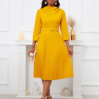 2024 Африканские Платья для Женщин Осень С Длинным Рукавом И Круглым вырезом Красный Зеленый Желтый Вечернее Платье Миди Дашики Африканская Одежда