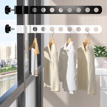2024 Места Алюминиевая вешалка для сушки одежды на кнопках Windows Компактная Вешалка для одежды Вешалка для одежды в ванной На балконе Вешалка для одежды