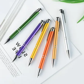 25ШТ Алюминиевая ручка-рычаг щелкающая металлическая ручка с двойной катушкой, металлическая шариковая ручка с наклонным ртом, канцелярские принадлежности для студентов