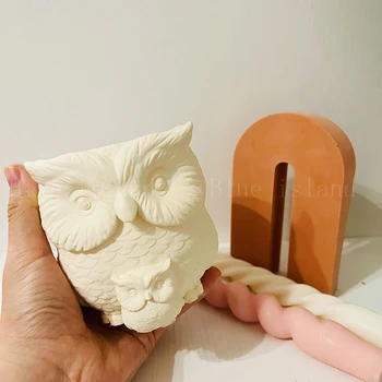3D силиконовая форма для изготовления цветочных горшков из бетона Дизайн мультяшной матери и детской совы Форма из цемента и эпоксидной смолы