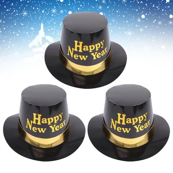 3шт Счастливых Новогодних Шляп 2021 Необычная Новогодняя Бумажная Шляпа Cheers Новогодние Сувениры для Вечеринок в Канун Нового Года (Желтый