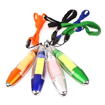 4шт Новые канцелярские принадлежности Шариковая ручка светодиодные фонари заметки на шнурке школьные принадлежности (случайный цвет)