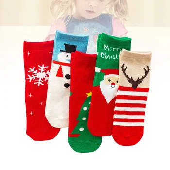 5 пар детских рождественских носков для малышей, зимние теплые носки для рождественских праздников, носки для мальчиков