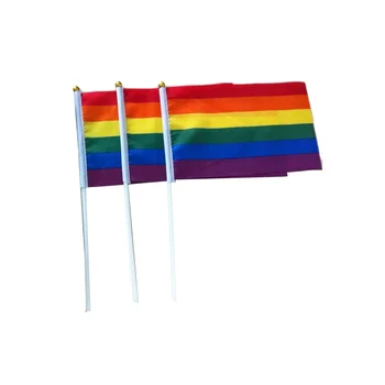 50 ШТ Маленький флаг-палочка для геев Rainbow Pride, ручной мини-флаг, украшения для вечеринок, Принадлежности для парадов, Радужный фестиваль (14 x)