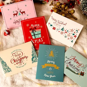 6 шт. / компл. Поздравительных открыток с Рождеством Христовым из Крафт-бумаги, изготовленных на заказ, пустых бумажных открыток, поздравительного приглашения на Рождественскую вечеринку в пользу гостя