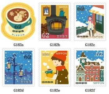 6 ШТ., Почтовая марка Японии, 2017, С уважением к зиме, Используется с почтовой маркой, Коллекция марок