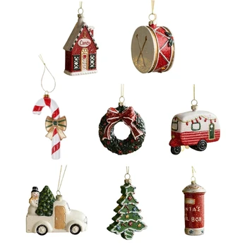 69HC Рождественский подвесной дом, венок, барабанные подвески для украшения дома на Рождественскую елку