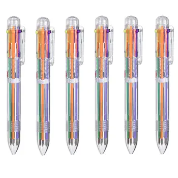 6шт шариковых ручек Креативные канцелярские принадлежности прозрачная 6-цветная шариковая ручка Масляная ручка Канцелярские принадлежности