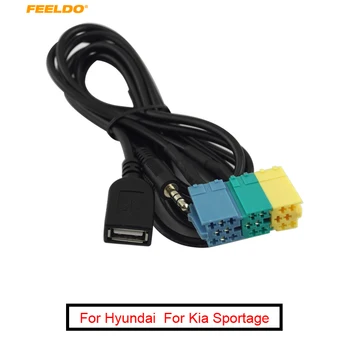 FEELDO 10шт 2 в 1 3,5 ММ + USB-штекер Аудио Кабель-адаптер Для Kia Aux Кабель CD-плеера в MP3 Для Hyundai Kia Sportage #FD3072