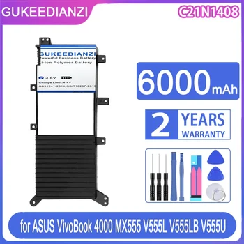 GUKEEDIANZI Сменный Аккумулятор C21N1408 6000 мАч для ASUS VivoBook V555L V555LB V555U 4000 MX555
