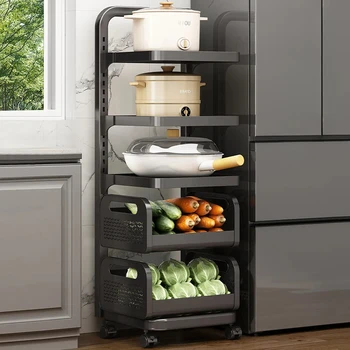 HOOKI Sh Новая кухонная стойка для хранения, Напольная стойка для кастрюль, Многослойная корзина для фруктов и овощей, Многофункциональная тележка