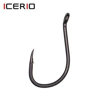 ICERIO 30ШТ Матово-черные рыболовные крючки для ловли карпа с вывернутыми наружу глазами, всплывающий рыболовный крючок с микро-зазубриной