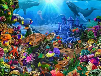 JMINE Div 5D Морская черепаха Подводная рыба Полная алмазная роспись наборы для вышивки крестом Художественная высококачественная Анималистическая 3D краска с бриллиантами