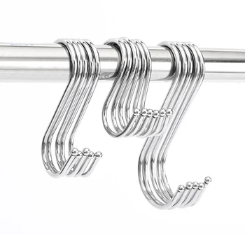 S-образные крючки серебристого цвета, 5 шт., круглые металлические крючки из сверхпрочной стали, многофункциональный металлический подвесной крюк