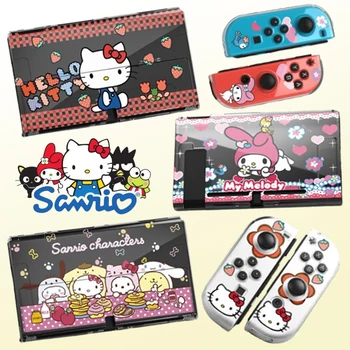 Sanrio Hello Kitty Чехол для Nintendo Switch OLED NS Game Host Console Joy-Con Controller Shell Защитный Прозрачный Жесткий Чехол