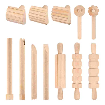 Stobok Kids Toys Детские игрушки 1 набор деревянных инструментов Игрушки Для детей Инструменты для придания формы глине Деревянная скалка Набор инструментов для лепки