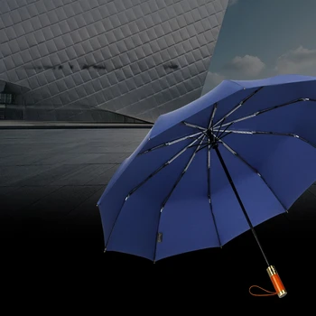 Автоматический мужской большой зонт, усиленный, утолщенный, прочный, Ветроустойчивый, деловой Складной, роскошный дождевик Paraguas
