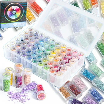 Аксессуары для алмазной живописи 5D, круглые сверла для алмазной живописи из смолы AB диаметром 2,8 мм 60 цветов 60 цветов с контейнером для хранения