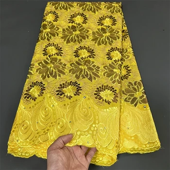 Африканская Дамасская ткань для женщин, Французское кружево, Вышитое Нигерийское кружево, Вечернее платье, Высокое качество, 5 Ярдов, H1222