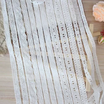 Белые хлопчатобумажные кружевные ленты с вышивкой, ткань 