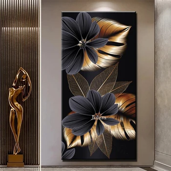 Большая Алмазная картина BlackLeaves Алмазная Мозаика Из Страз Набор для Вышивания Крестиком Nordic Art Black Copper Home Decor