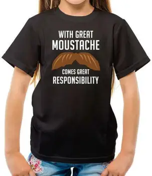 Большие усы - Детская футболка - Приходит большая ответственность - Movember с длинными рукавами