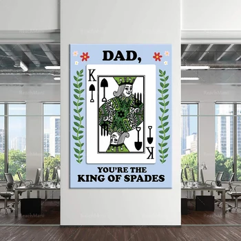 Веселая Открытка на День отца в саду | | Удар игральной картой King of Spades для папы | Печатный плакат Spades Poker