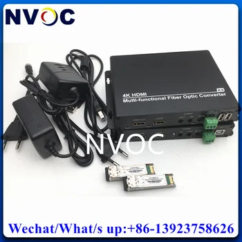 Видео 4K HDMI при частоте 30 Гц, Аудио 3,5 мм/Обратный ИК/Замыкание Контактов/Передача Данных RS485 Многофункциональный Волоконно-Оптический Преобразователь-Удлинитель с Петлей
