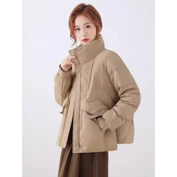 Высококачественная легкая пуховая куртка, женское модное зимнее пальто из белого утиного пуха в стиле ретро, новинка 2023 года, теплая, утолщенная