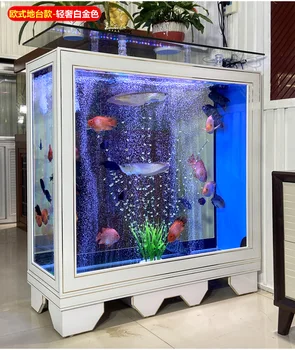 Гостиная с экраном в европейском стиле, напольный бытовой аквариум среднего размера, без воды, экологичный, с большим донным фильтром, аквариум для рыб