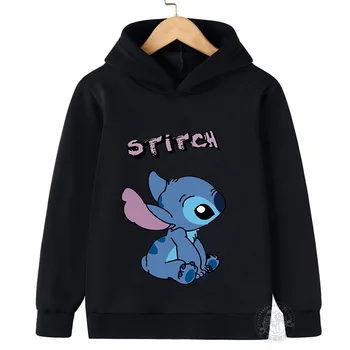 Детские свитшоты Stitch для мальчиков, Детские толстовки Stitch, одежда, пуловеры, топы, осенняя толстовка с длинным рукавом для мальчиков и девочек, детская одежда
