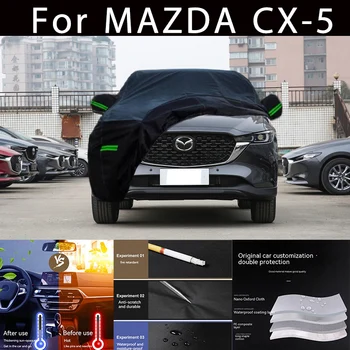 Для MAZDA CX-5 Наружная защита, полные автомобильные чехлы, Снежный покров, Солнцезащитный козырек, Водонепроницаемые Пылезащитные внешние автомобильные аксессуары