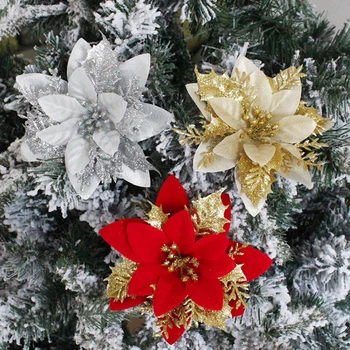 Для домашней вечеринки Настенный Рождественский цветок Искусственные цветы Украшение Пластиковое трехмерное украшение Декор Рождественской елки