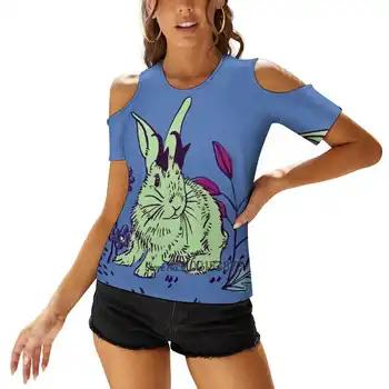 Женская футболка с цветочным принтом Bunnalope, V-образный вырез, Повседневные Сексуальные Футболки, Пуловер На молнии С вырезами, Топ, Кролик, Jackrabbit Bunny Rabbits