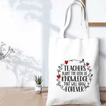 Женские Мужские сумки Letters Teacher с принтом Rainbow, экологичная Повседневная Многоразовая сумка для покупок, Портативная Складная сумка в подарок