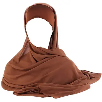 Женский шифоновый Хиджаб, мусульманский головной убор, Шарф, исламская шаль, длинная шапочка-тюрбан, головной убор