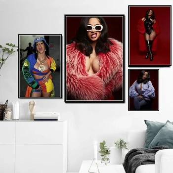 Звезда модной хип-хоп музыки Рэпер Cardi B Art Home Decor Room Living Sofa Wall Decorate Картина Качественный холст Картина Плакат