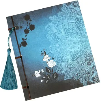 Китайский стиль Голубая роза дневник тетрадь канцелярские принадлежности с кисточками Ретро цветок альбом для рисования дневник пустой блокнот