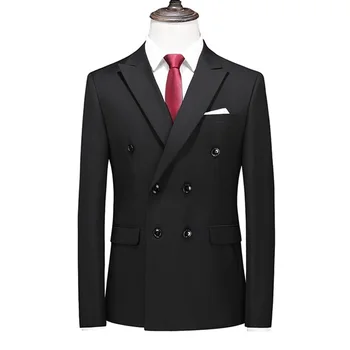 Классические черные блейзеры, куртка большого размера 6XL, мужские двубортные вечерние костюмы, мужские приталенные топы для свадебных платьев
