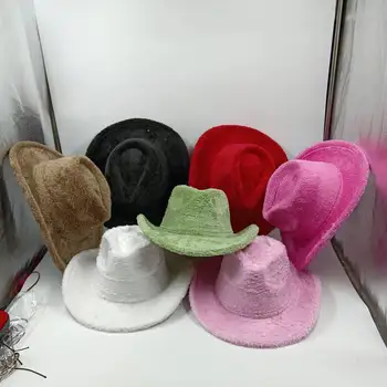 Ковбойская шляпа, новая осенне-зимняя однотонная однотонная теплая женская шляпа, ковбойская шляпа, мужская ковбойская шляпа