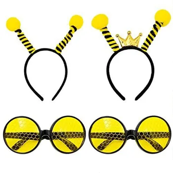 Комплект костюмов пчелы Корона Уши с пчелиными муравьями Повязка на голову Очки для детей и взрослых Костюм на Хэллоуин Косплей Вечеринка