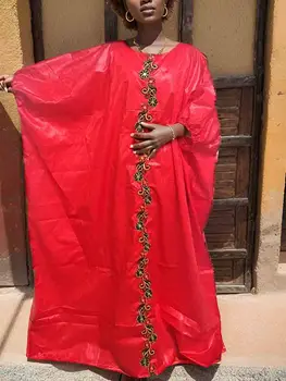 Красные Длинные Платья Bazin Riche Femme Для Африканских Женщин, Оригинальная Блестящая Одежда Bazin Riche Dashiki Robe Boubou