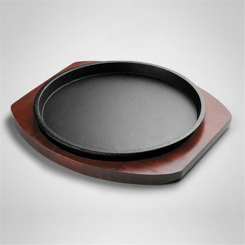 Круглая бытовая железная плита корейская сковорода для барбекю тарелка для жареного стейка чугунная антипригарная плита для барбекю тарелка для стейка чугунная