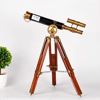 Латунный телескоп с двуглавым кронштейном ручной работы, высококачественное украшение для дома, антикварные предметы коллекционирования, удачные поделки